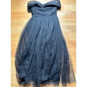 Lace & Beads Off The Shoulder Tulle Maxi Dress Women 18 Black Glam Evening NWT